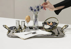 Silver and brass challah tray