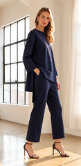 Matte crepe knit pant set