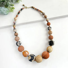 Textile bead necklace
