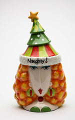 Naughty and Nice cookie jar