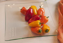 Monogrammed glass trays in many shapes and sizes
